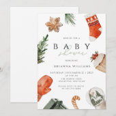 Kerst Baby shower winter Kaart (Voorkant / Achterkant)