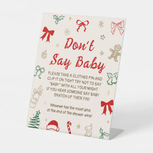 Kerst Baby Shower Zeg Niet Baby Spel Reclamebord Met Voetstuk