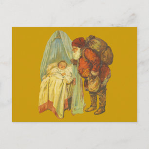 Kerst Baby Sint Claus Vintage Feestdagenkaart