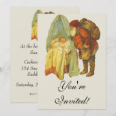 Kerst Baby Sint Claus Vintage Kaart (Voorkant / Achterkant)