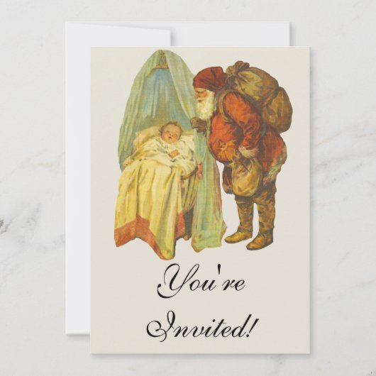 Kerst Baby Sinterklaas Vintage Kaart (Voorkant)