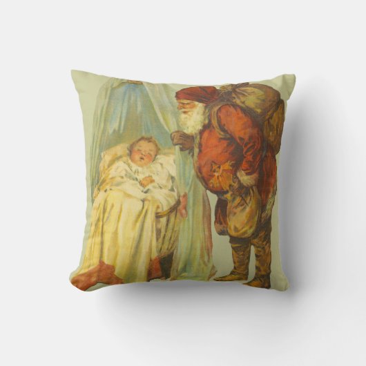 Kerst Baby Sinterklaas Vintage Kussen (Voorkant)