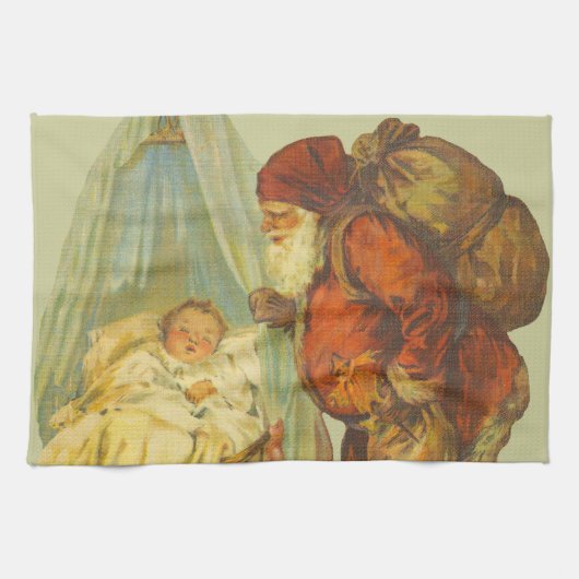 Kerst Baby Sinterklaas Vintage Theedoek (Horizontaal)