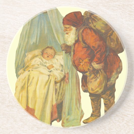 Kerst Baby Sinterklaas Vintage Zandsteen Onderzetter (Voorkant)