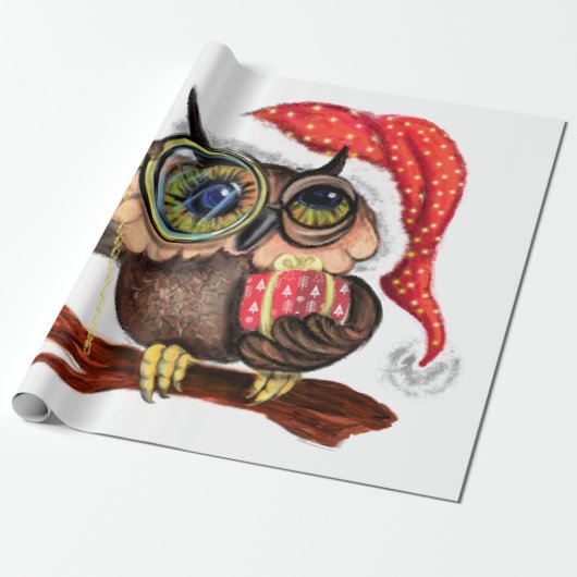 Kerst Baby Uil met cadeaupapier (Uitgerold)