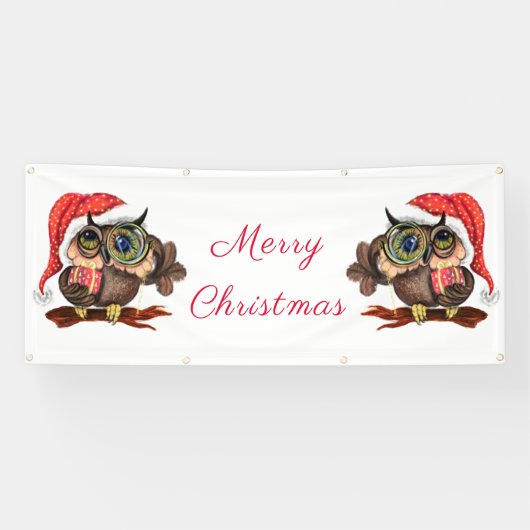 Kerst Baby Uil met Gift Banner (Horizontaal)