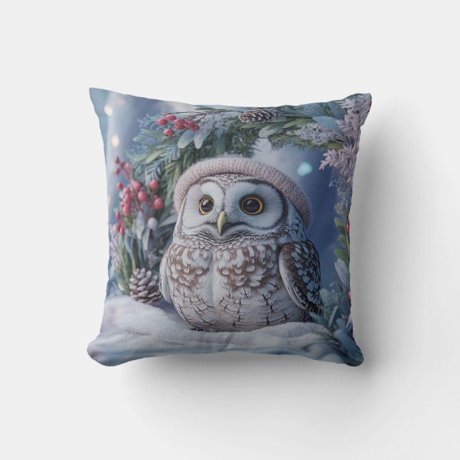Kerst Baby Uil Worp Kussen (Voorkant)