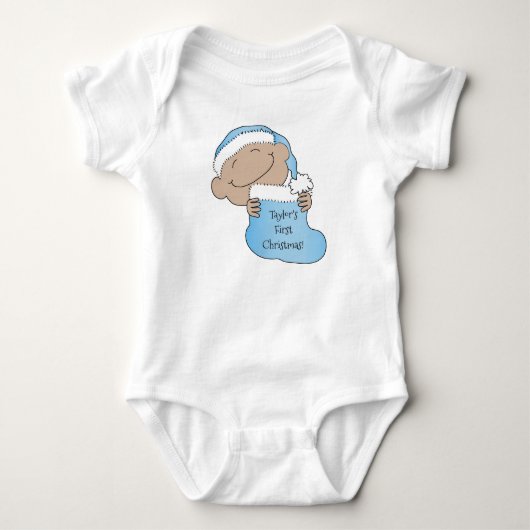 Kerst Baby van Kleur Blauw Petje Romper (Voorkant)
