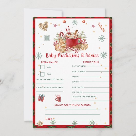 Kerst Baby Voorspellingen & Advies Spel Kaart (Voorkant)