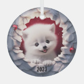 Kerst Baby White Fox Glas Ornament (Voorkant)