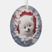 Kerst Baby White Fox Glas Ornament (Voorkant Rechts)