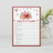 Kerst Baby Woord Scrammen Baby Shower Spelkaart Kaart (Staand voorkant)