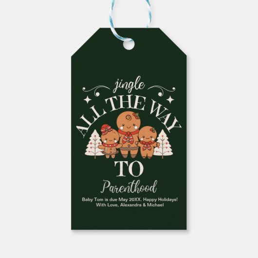 Kerst Baby zwangerschapsaankondiging Cadeaulabel (Achterkant)