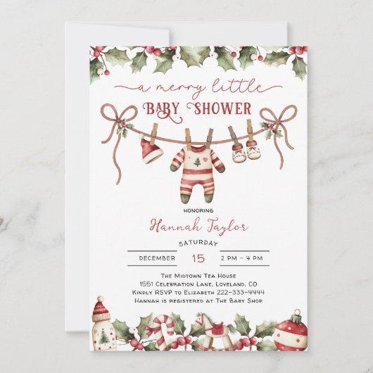 Kerst babyborrel kaart (Voorkant)