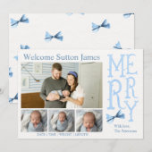 Kerst babyjongen geboorteaankondiging feestdagenkaart (Voorkant / Achterkant)