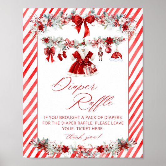 Kerst Babykleding Baby shower Luier Raffle Poster (Voorkant)