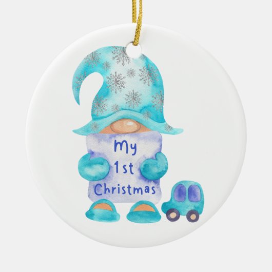 Kerst Baby's eerste kerst Gnome Ornament (Voorkant)