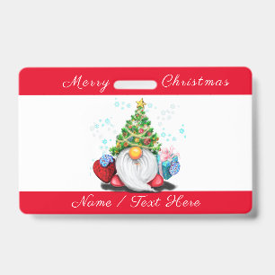 Kerst Badge Gnome met Geschenken met Aangepaste Na