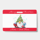 Kerst Badge Gnome met Geschenken met Aangepaste Na (Achterkant)