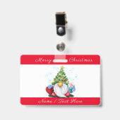 Kerst Badge Gnome met Geschenken met Aangepaste Na (Voorzijde met clip)