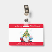 Kerst Badge Gnome met Geschenken met Aangepaste Na (Achterkant met clip)