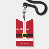 Kerst Badge Jouw Naam Kerstman Cadeau (Achterkant met lanyard)