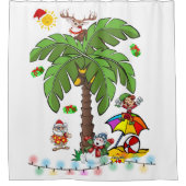 Kerst badgordijn, Kerstman strandlummel Douchegordijn (Voorkant)