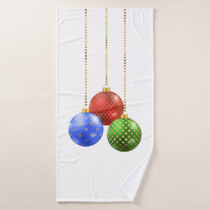Kerst badhanddoek set ornamenten kleurrijk