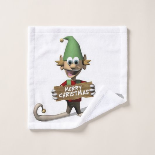 Kerst badhanddoek sets, Elf Bad Handdoek (Wasdoekje)