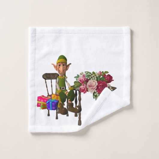 Kerst badhanddoek sets, Elf Bad Handdoek (Wasdoekje)
