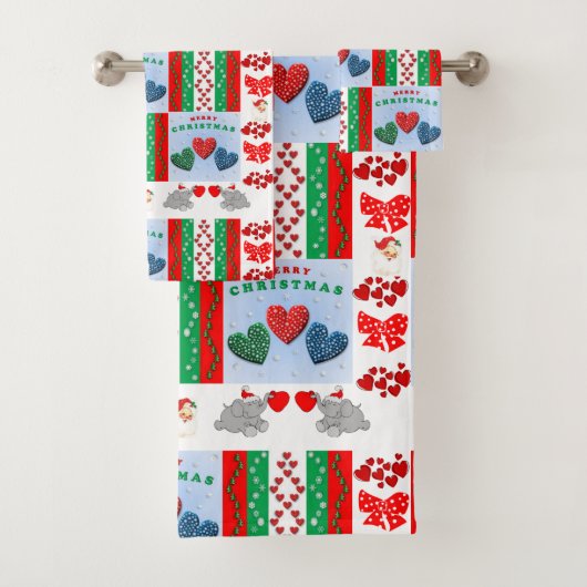 Kerst badhanddoek sets, Prettig Kerstfeest Bad Handdoek (Insitu)