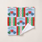 Kerst badhanddoek sets, Prettig Kerstfeest Bad Handdoek (Wasdoekje)