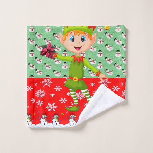 Kerst badhanddoek sets, Sneeuwman Elf Bad Handdoek (Wasdoekje)