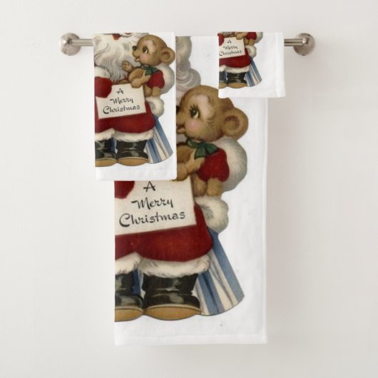 Kerst badhanddoek sets, vintage bad handdoek (Insitu)