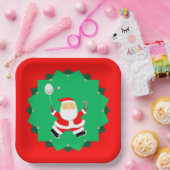 Kerst Badminton Papieren Bordje (Feest)