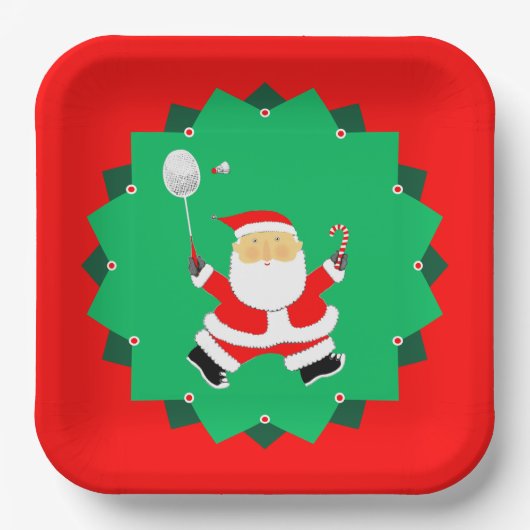 Kerst Badminton Papieren Bordje (Voorkant)
