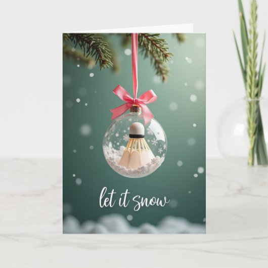 Kerst Badminton Sneeuw Kaart (Voorkant)