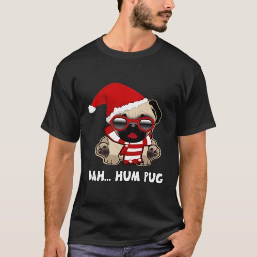 Kerst Bah Hum Pug T-shirt (Voorkant)