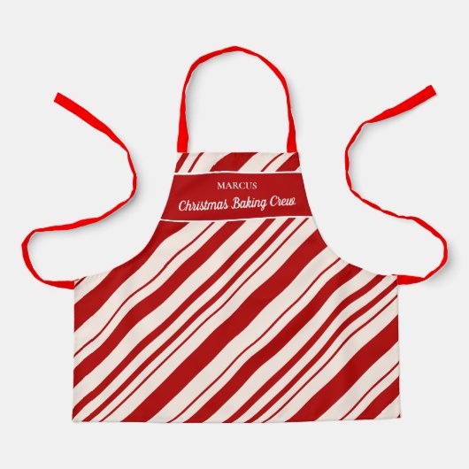 Kerst bakken Crew Candy Cane Monogram Schort (Voorkant)