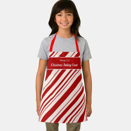 Kerst bakken Crew Candy Cane Monogram Schort (Insitu)