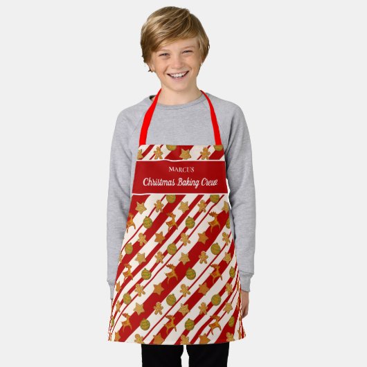 Kerst bakken Crew Gingerbread koekjes Monogram Schort (Gedragen)