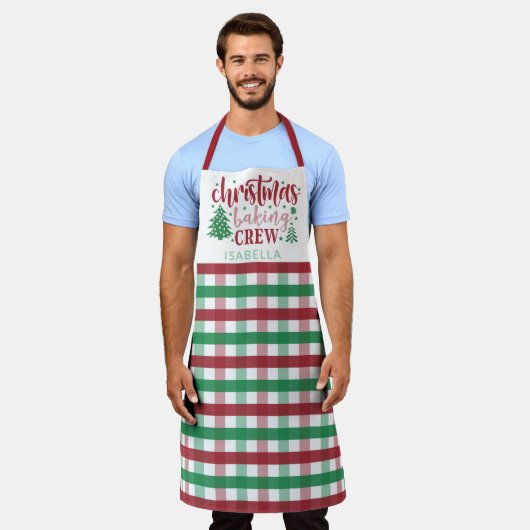 Kerst Bakken Crew Naam Plakken Matching Large Schort (Gedragen)