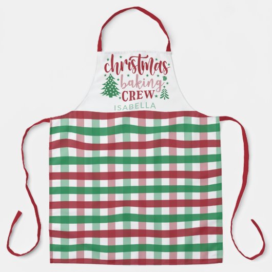 Kerst Bakken Crew Naam Plakken Matching Large Schort (Voorkant)