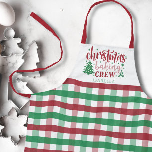 Kerst Bakken Crew Naam Plakken Matching Rood Schort