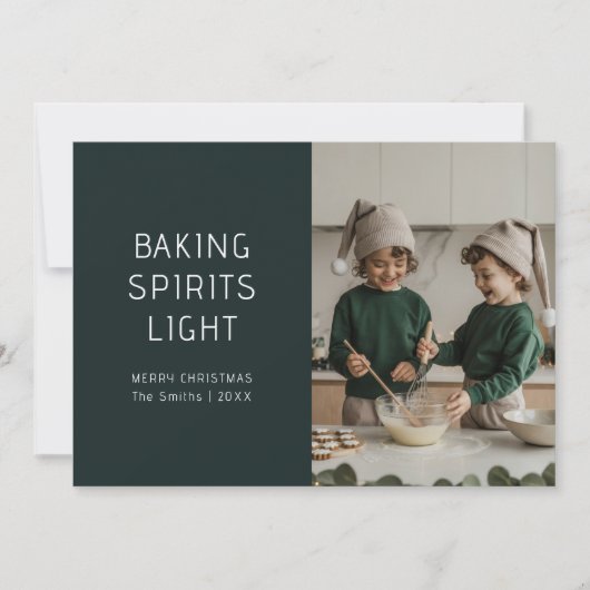 Kerst bakken geesten licht modern groen feestdagenkaart (Voorkant)