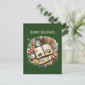 Kerst bakken liefhebbers receptenboek feestdagenkaart (Staand voorkant)