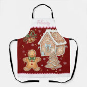 Kerst bakken Schort, peperkoek man, huis Schort (Voorkant)