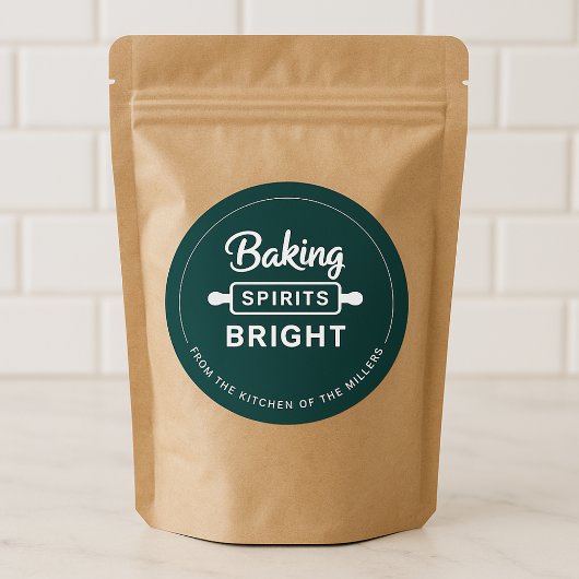 Kerst Bakken Spirits Heldergroene Keuken Ronde Sticker