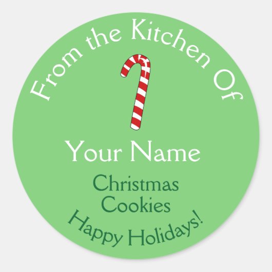 Kerst bakken Stickers Candy Cane gepersonaliseerd (Voorkant)