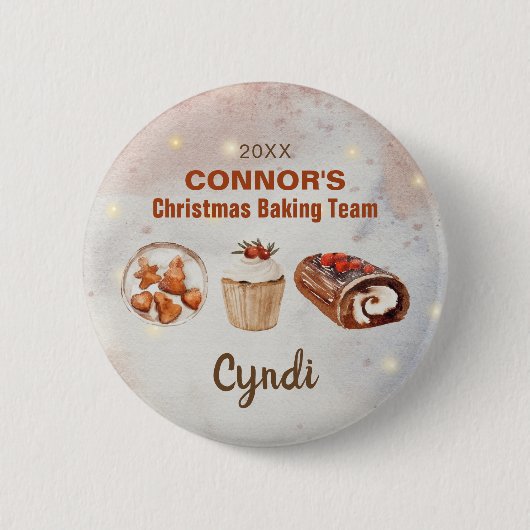 Kerst Bakken Team Gepersonaliseerde Button (Voorkant)